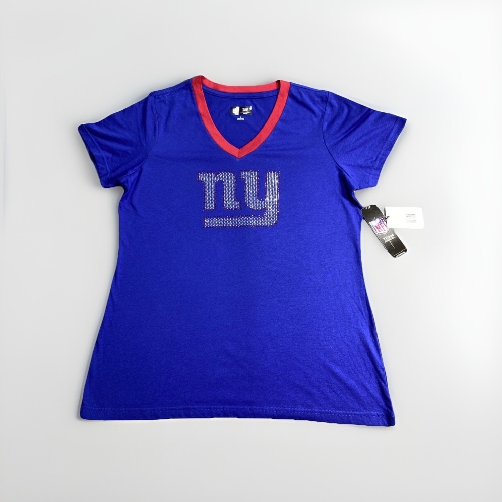 NFL Team Apparel Shirt Women 2XL New York Giants Shirt Football Studs V Neck New